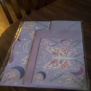 Source Unknown Butterfly Stationery Set in Lavender